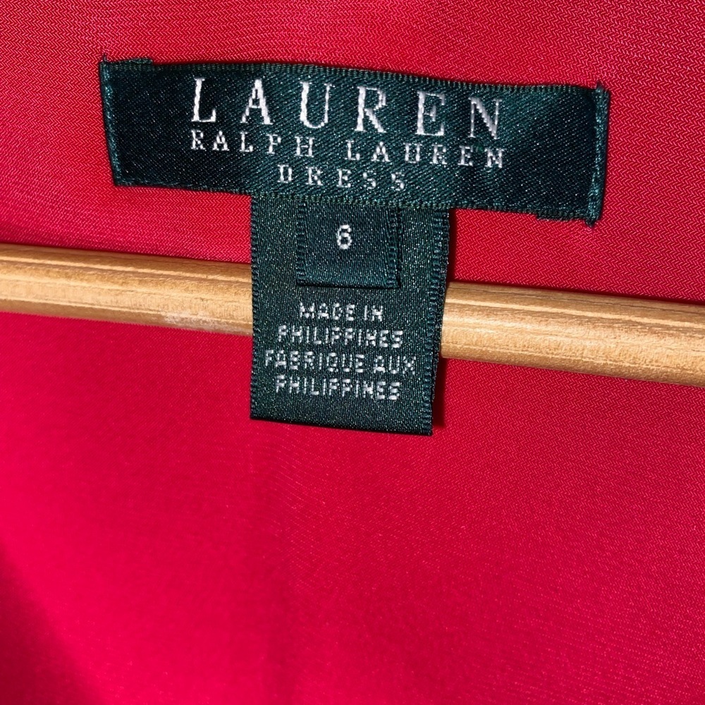 Lauren Ralph Lauren Red Sleeveless Dress | Size 6 | Elegant Formal Classic - Picture 6 of 10